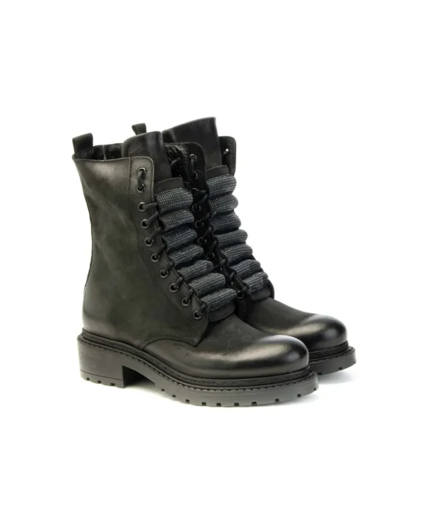 Anfibio Metissè MA964 in Nabuk Nero con Lacci Strass Donna