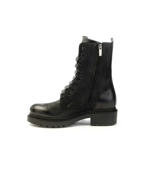Anfibio Metissè MA964 in Nabuk Nero con Lacci Strass Donna
