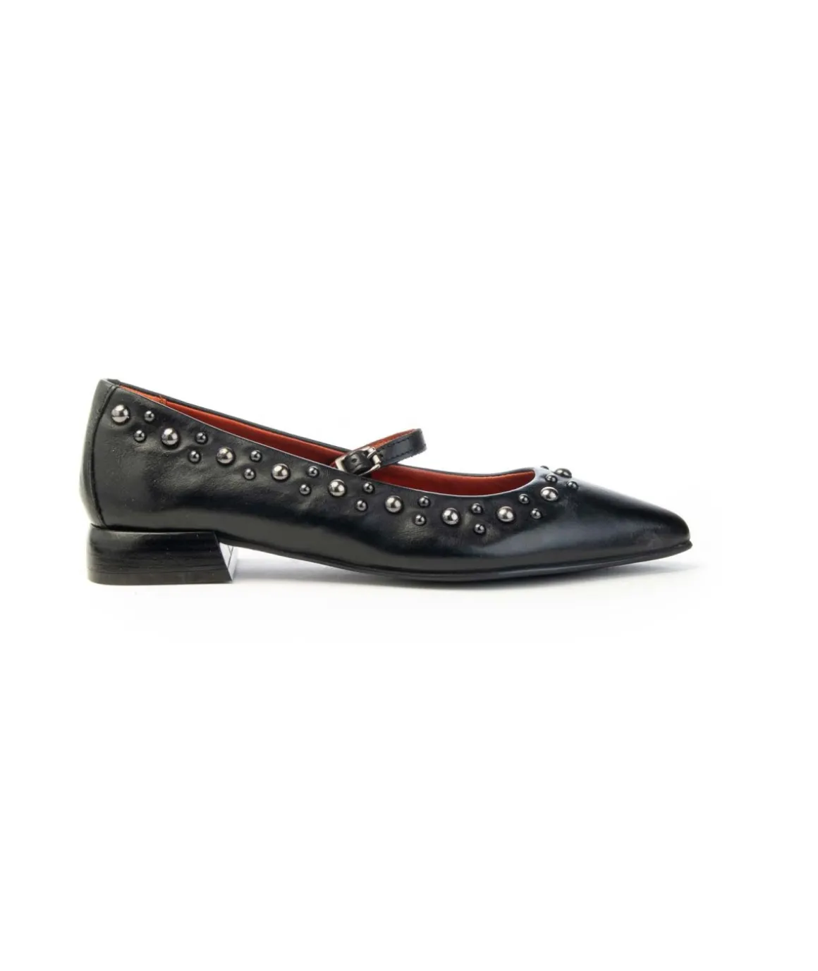 ballerina_mjus_t_in_pelle_1.webp Ballerina Mjus T98108 in pelle nera con borchie e cinturino Donna
