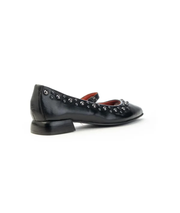 Ballerina Mjus T98108 in pelle nera con borchie e cinturino Donna