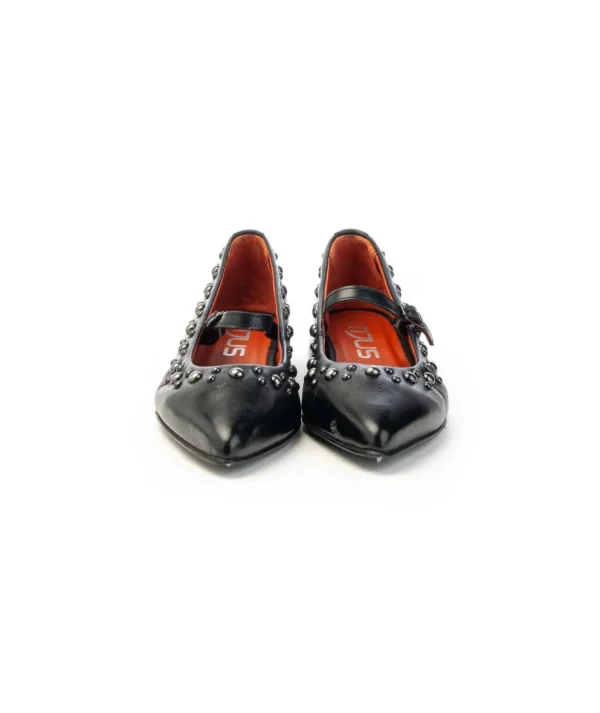 Ballerina Mjus T98108 in pelle nera con borchie e cinturino Donna