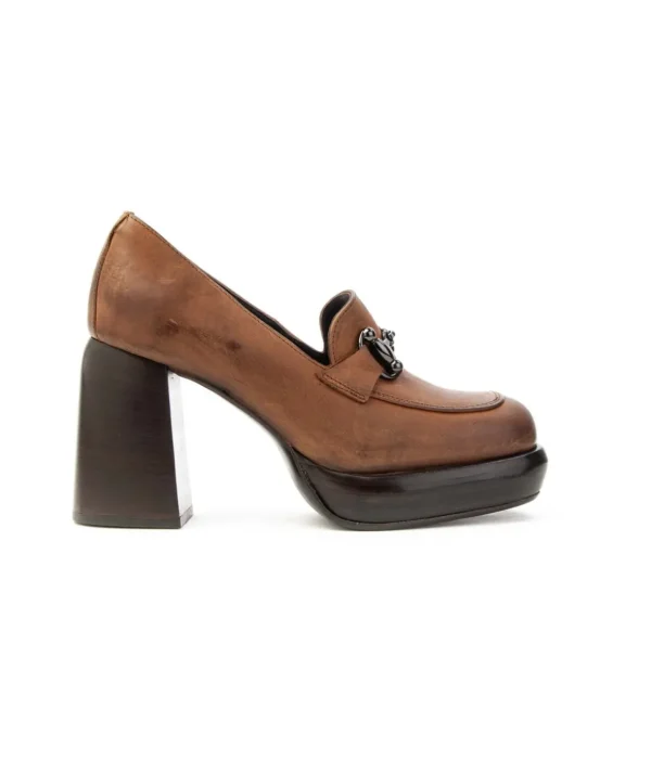 Curiosite` scarpe 2139 Mocassino Morsetto con plateau donna