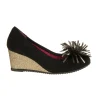 Decolté LE BABE in camoscio nero con zeppa laminata oro Donna