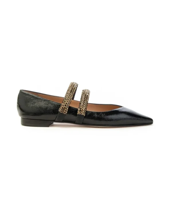 Prosperine Ballerina 2540 in naplak e doppio cinturino strass