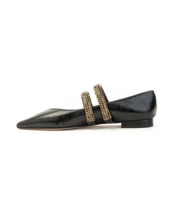 Prosperine Ballerina 2540 in naplak e doppio cinturino strass