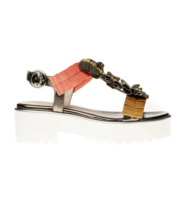 Sandalo 181 in pelle laminata platform 2T Donna multicolore