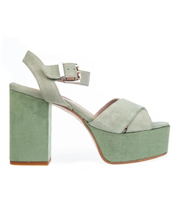 Sandalo con Plateau 9 cm camoscio 8121 T90 Donna