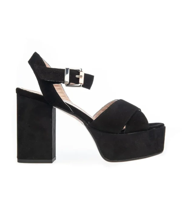 Sandalo con Plateau 9 cm camoscio 8121 T90 Donna