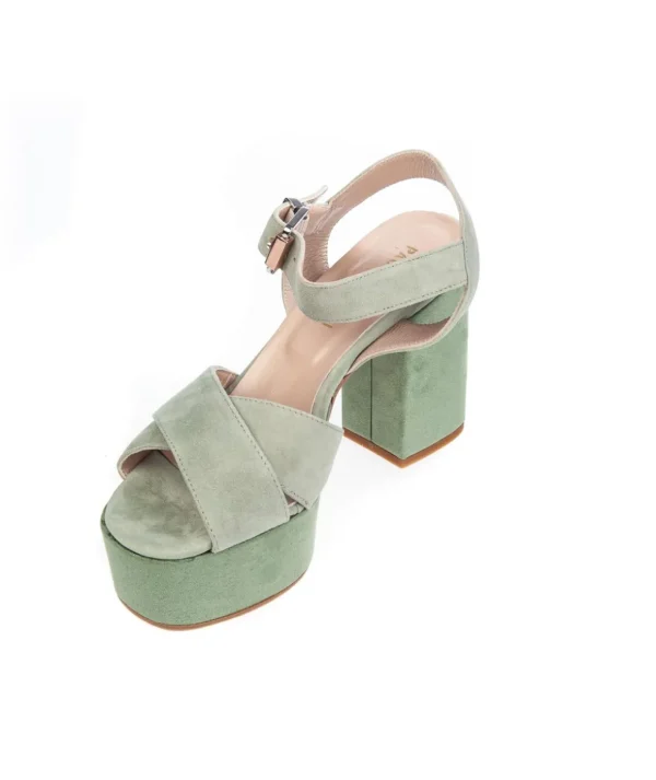 Sandalo con Plateau 9 cm camoscio 8121 T90 Donna