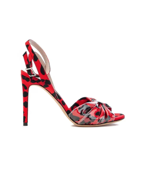 Sandalo con tacco 9 cm in tessuto ghepardato Alberto Gozzi Animalier Donna