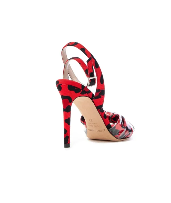 Sandalo con tacco 9 cm in tessuto ghepardato Alberto Gozzi Animalier Donna