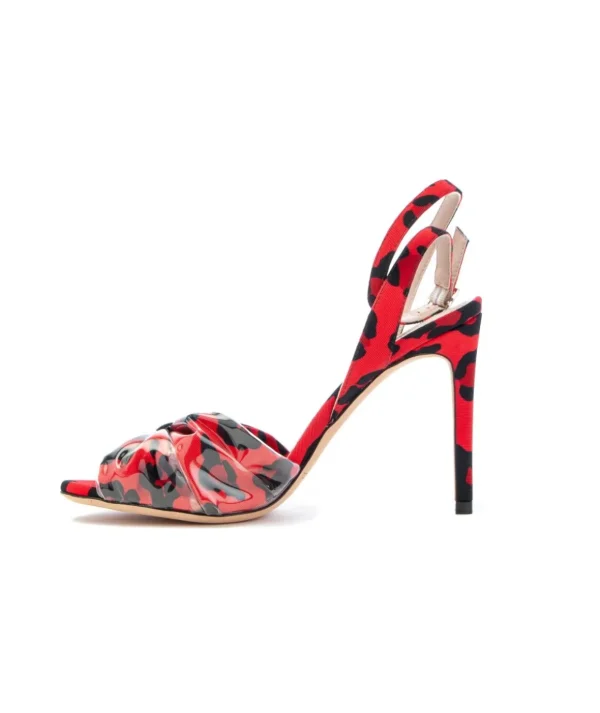 Sandalo con tacco 9 cm in tessuto ghepardato Alberto Gozzi Animalier Donna