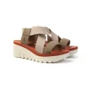 Sandalo fasce incrociate con zeppa 6 cm Fly London YABI922FLY Donna