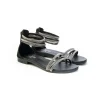 Sandalo in camoscio con cinturino strass 18+ 8547 Donna