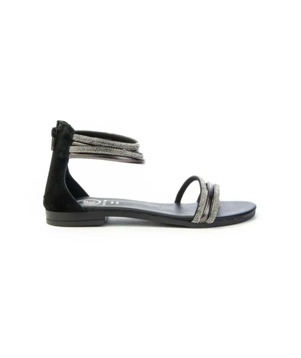 Sandalo in camoscio con cinturino strass 18+ 8547 Donna