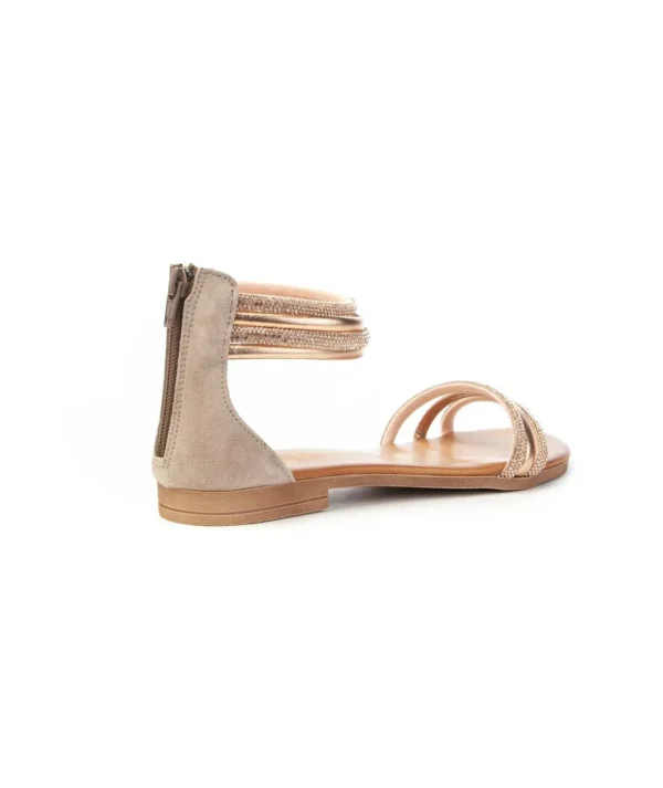 Sandalo in camoscio con cinturino strass 18+ 8547 Donna