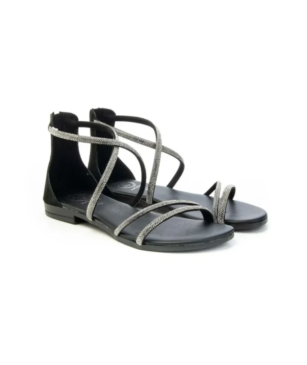 Sandalo in camoscio con strass 18+ 8176 Donna