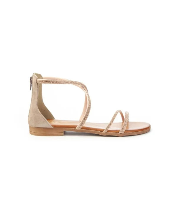 Sandalo in camoscio con strass 18+ 8176 Donna