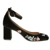 Scarpa con tacco medio in velluto con rifiniture Donna