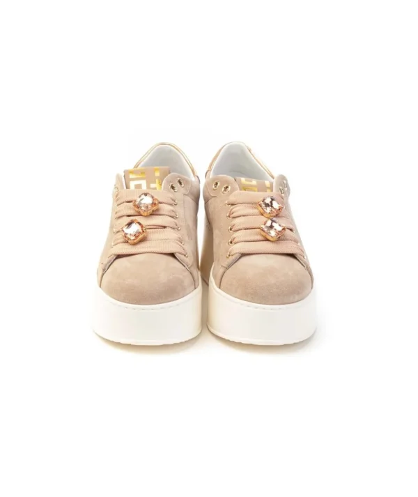 Sneakers GIO+ in camoscio rosa con charms gioiello Donna