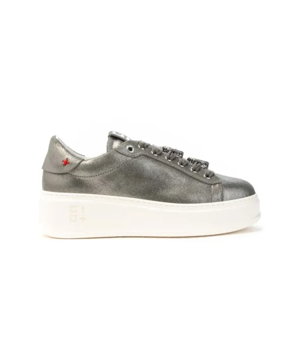 Sneakers GIO+ PIA 238A in pelle argento con dettagli decorativi Donna