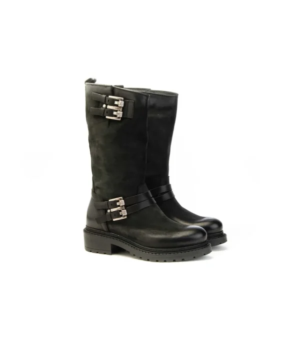 Stivaletto Metissè MA947 in Nabuk Nero con Zip Interna Donna